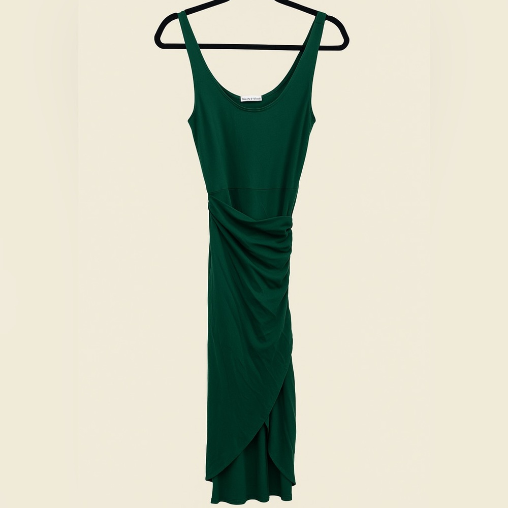 Reformation Jeans women's emerald green Kaila knit wrap dress L